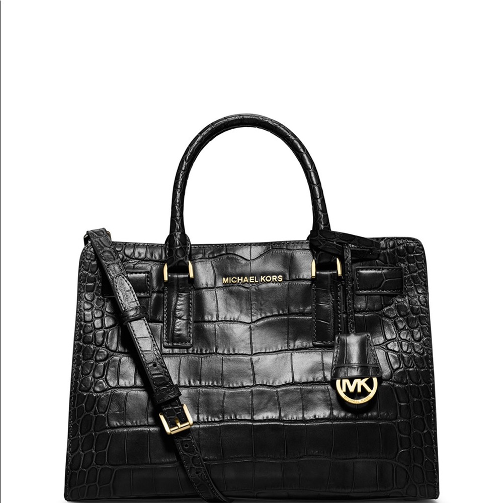 Michael Kors Dillon Croc Embossed Satchel Bag
